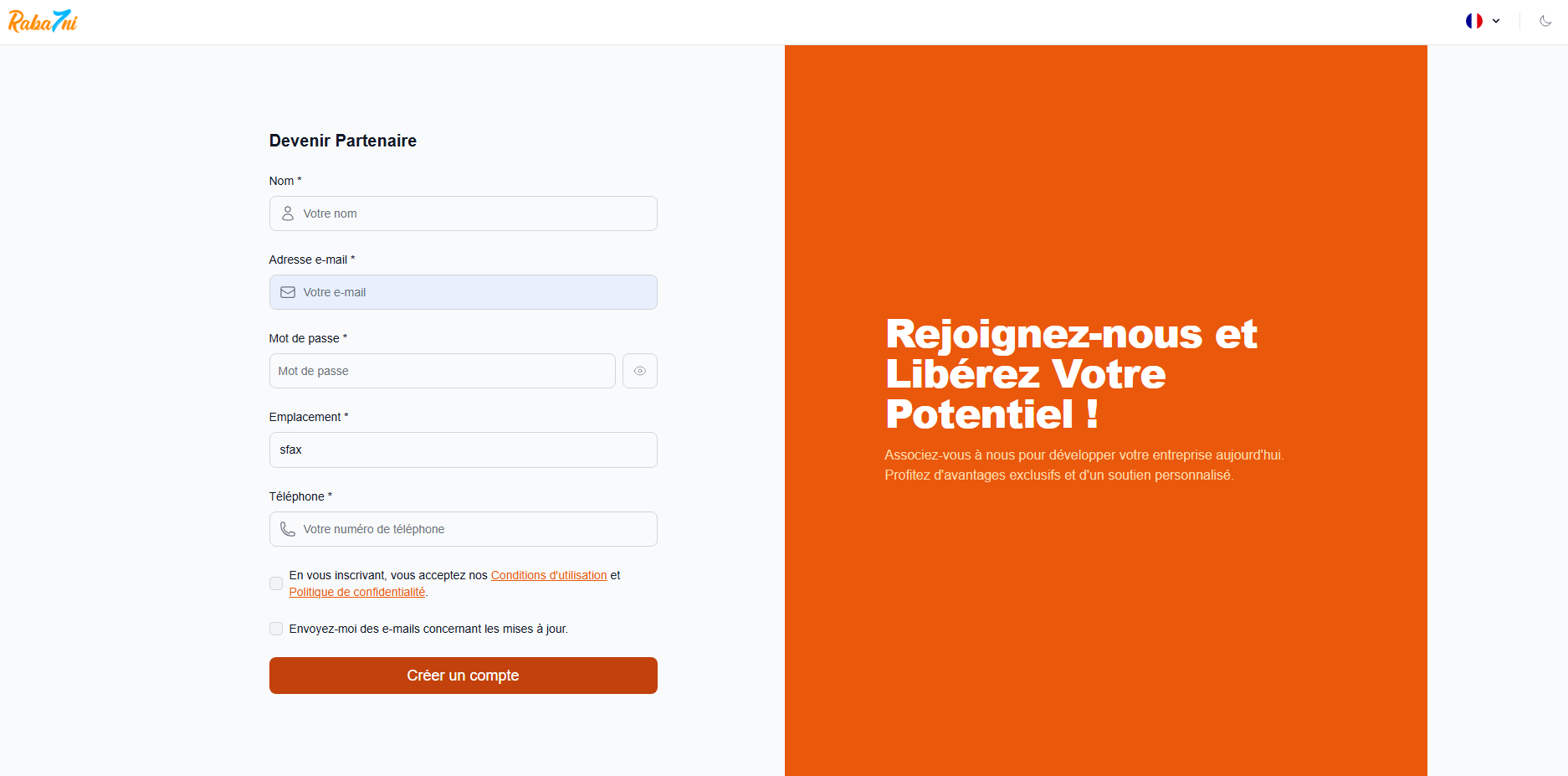 Inscription entreprise
